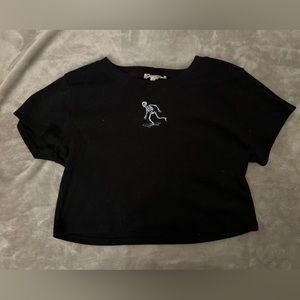 Black Skeleton Crop-top